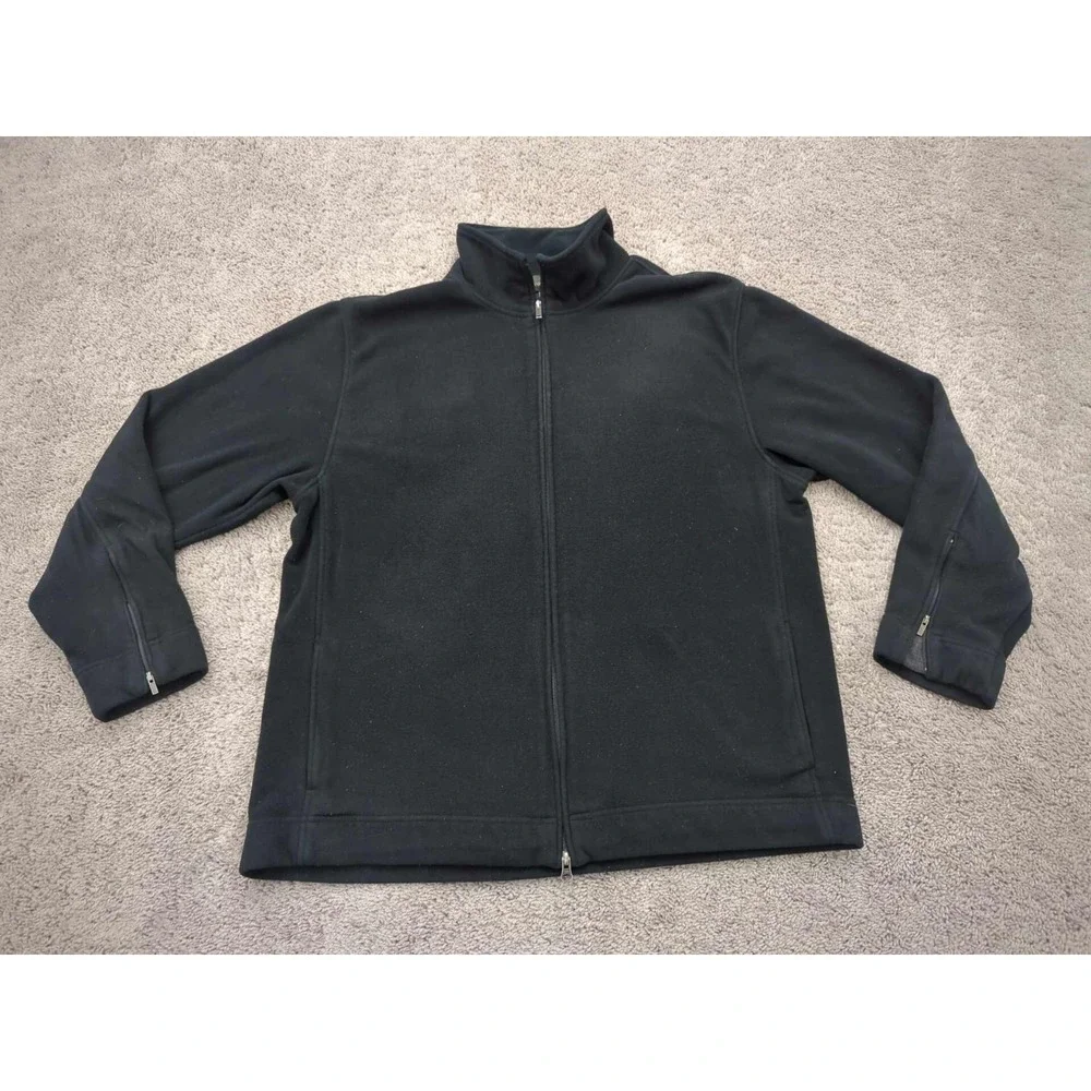 Banana Republic Jacket Mens XL Black Long Sleeve Full Zip Fleece Casual‎